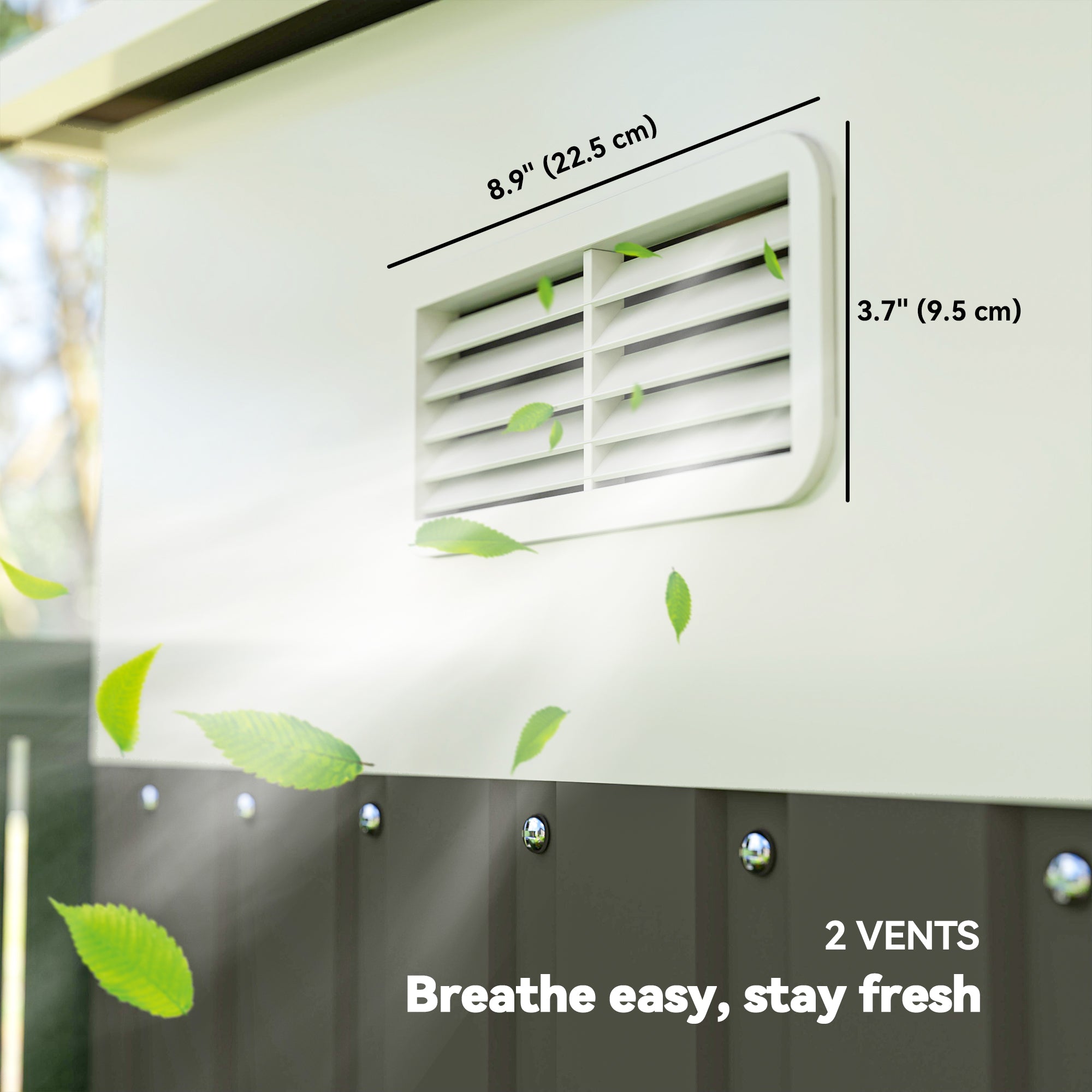 Lean to Metal Garden Shed with Double Sliding Doors and Vents, Grey