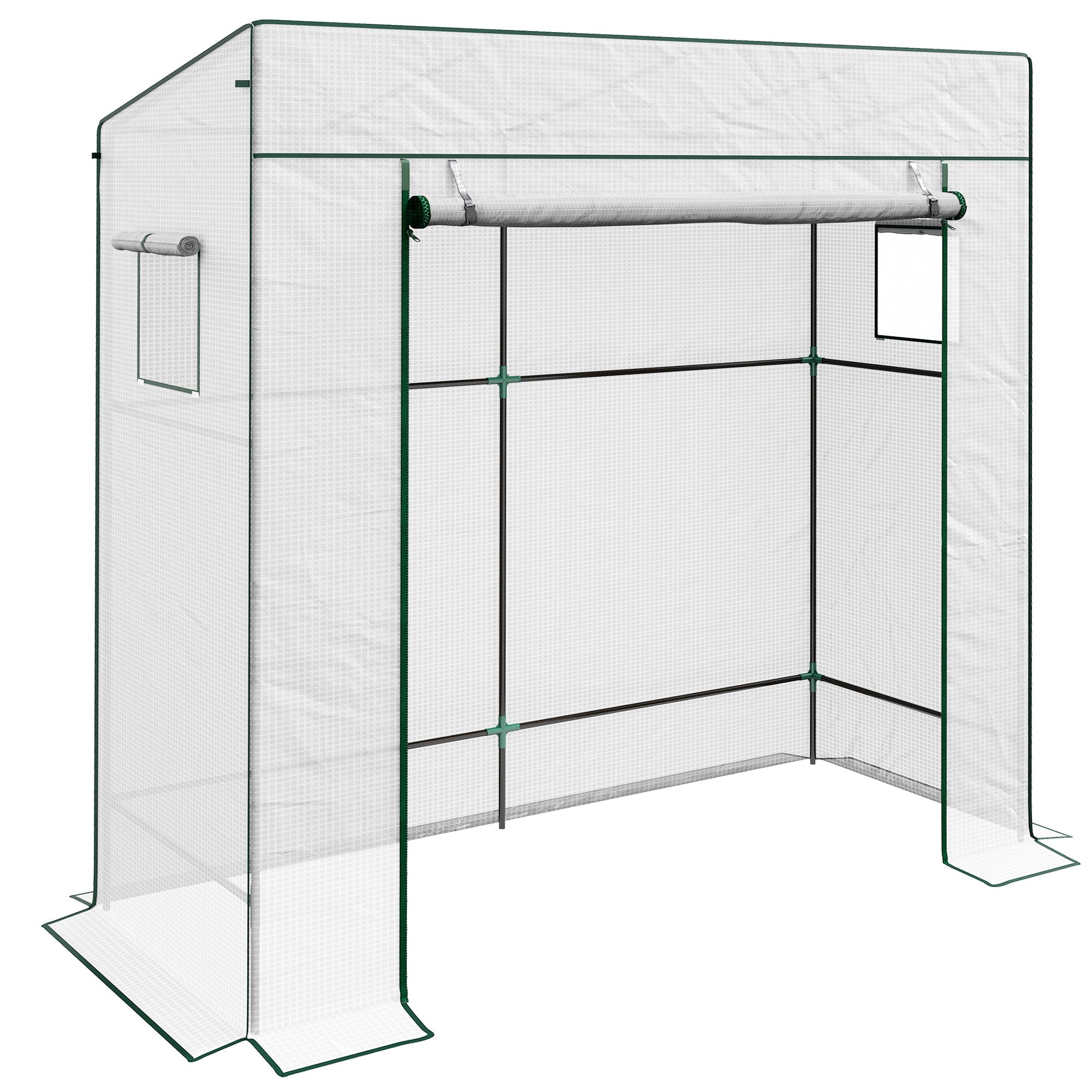 Walk-in Outdoor Greenhouse, PE Cover, White