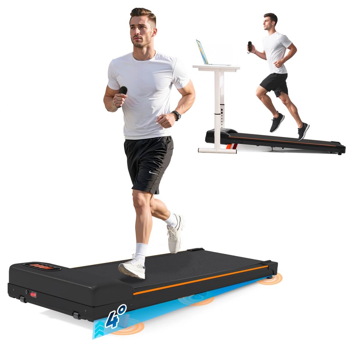 Folding Under Desk Walking Treadmill ¨C Adjustable Incline 1¨C6 km/h, Low Noise Home & Office Exercise Machine, LED Displa