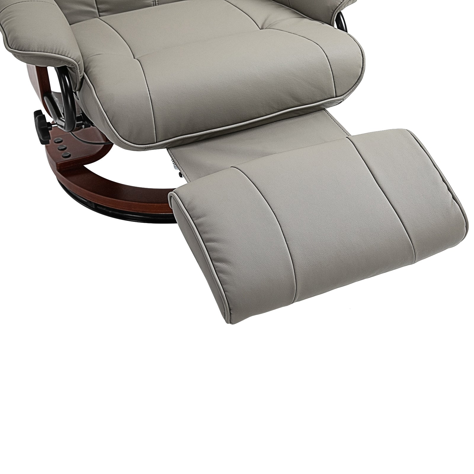360¡ã Swivel Recliner Chair with Footstool, Manual Recliner Armchair, Faux Leather, Grey