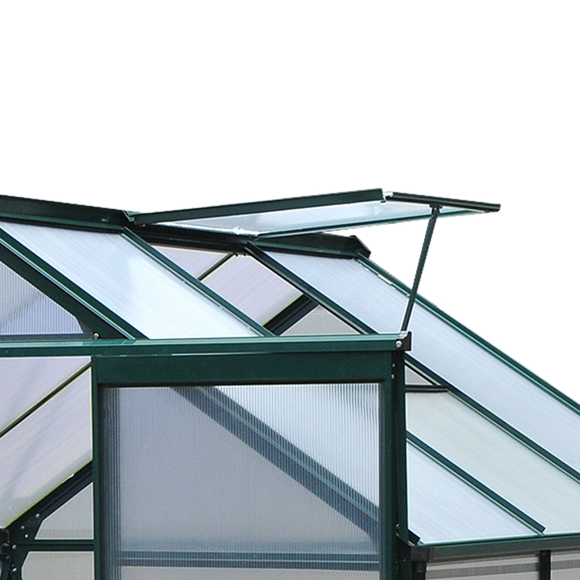 Polycarbonate Greenhouse, 6 x 6ft Walk-In with Slide Door and Window, Dark Green