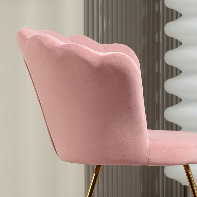 Lotus Petal Accent Chair, Velvet-Feel, Pink