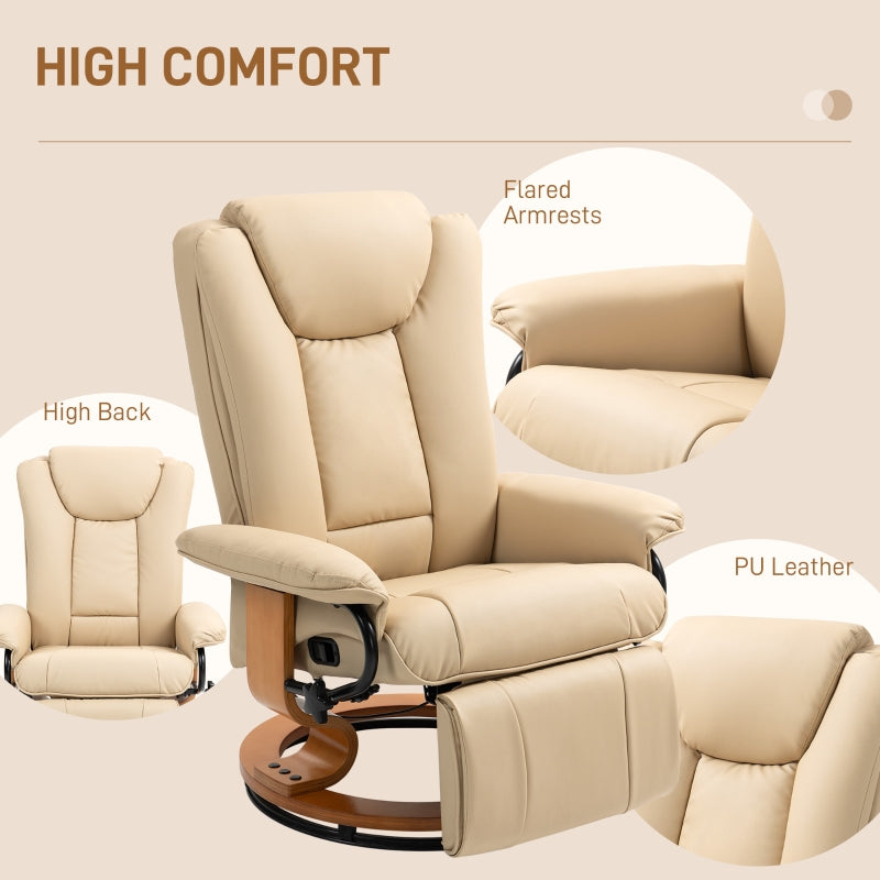 Faux Leather Recliner Chair - Beige
