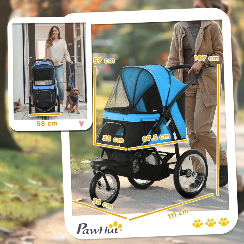 PawHut Pet Stroller Foldable Travel Carriage, Blue