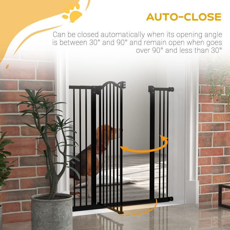 Pressure Fit Dog Stair Gate, Auto Close Adjustable 74-100cm, Black