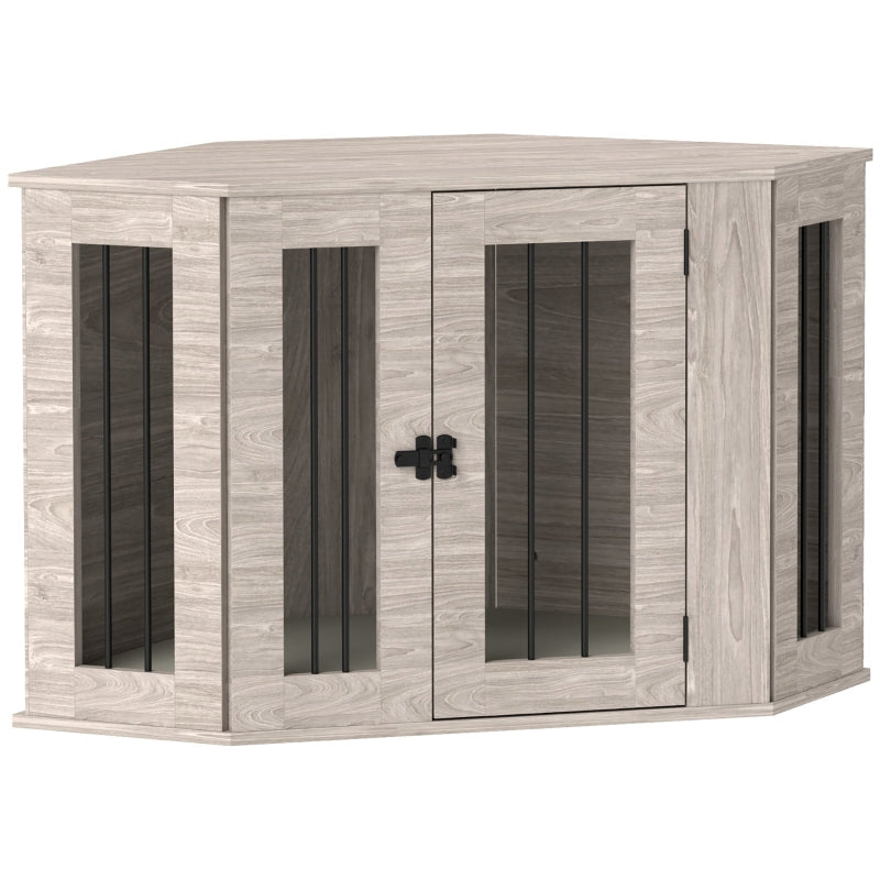 PawHut Dog Crate Side Table with Cushion, 104 x 55 x 63cm - Walnut Brown