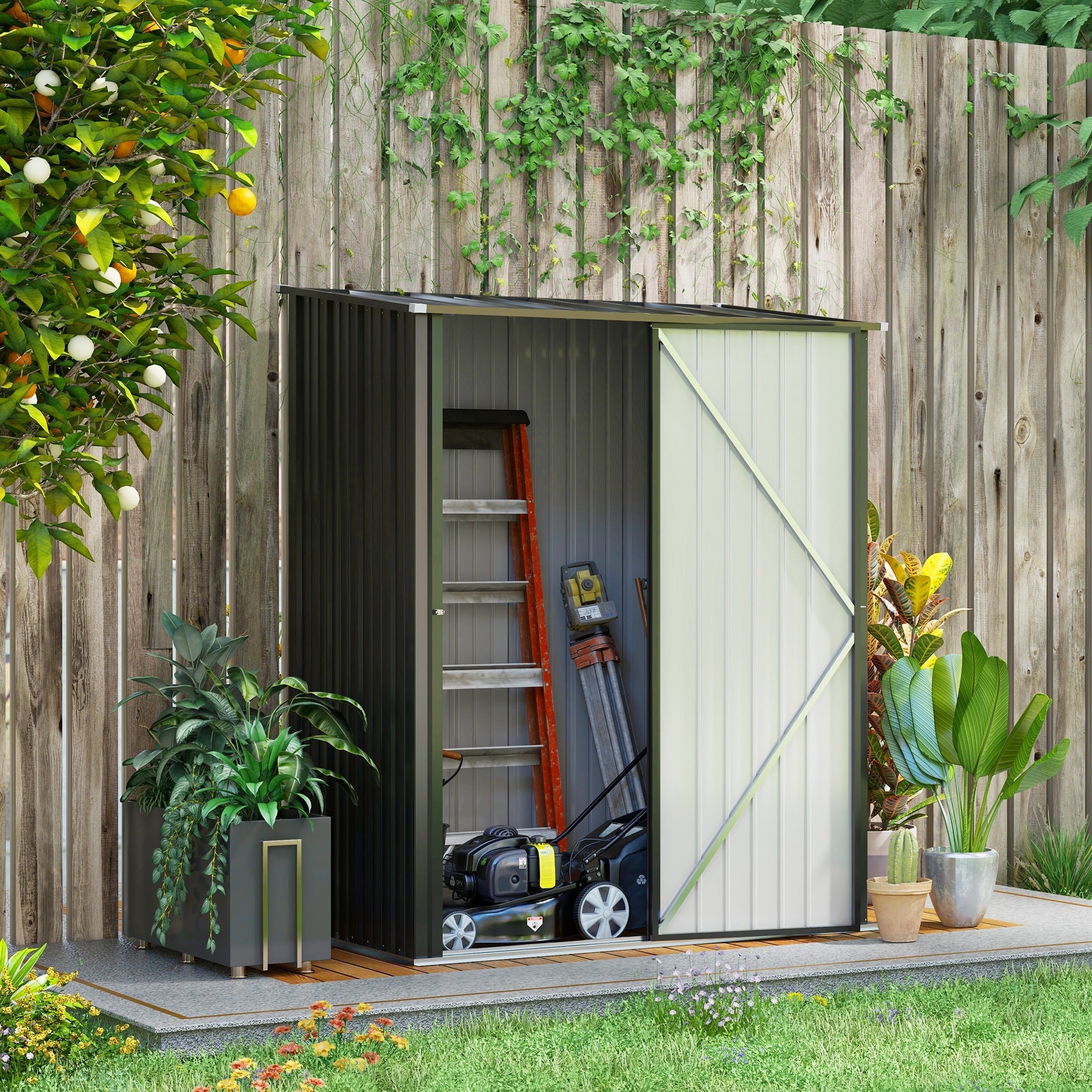 Corrugated Steel Garden Shed 5.3 x 3.1ft - Black
