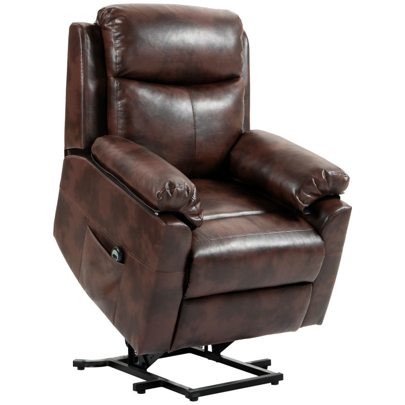 Faux Leather Electric Recliner Chair, 70¡ã Riser, Dark Brown