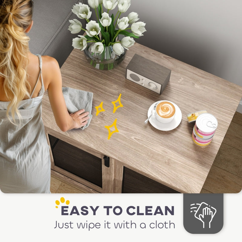 Dog Crate Furniture, Sliding Door for Medium Dogs, Brown