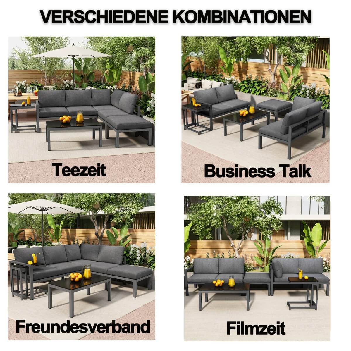 4 to 5 Seater Outdoor Garden Corner Sofa Set – All Weather Lounge Furniture with Coffee Table and Side Table