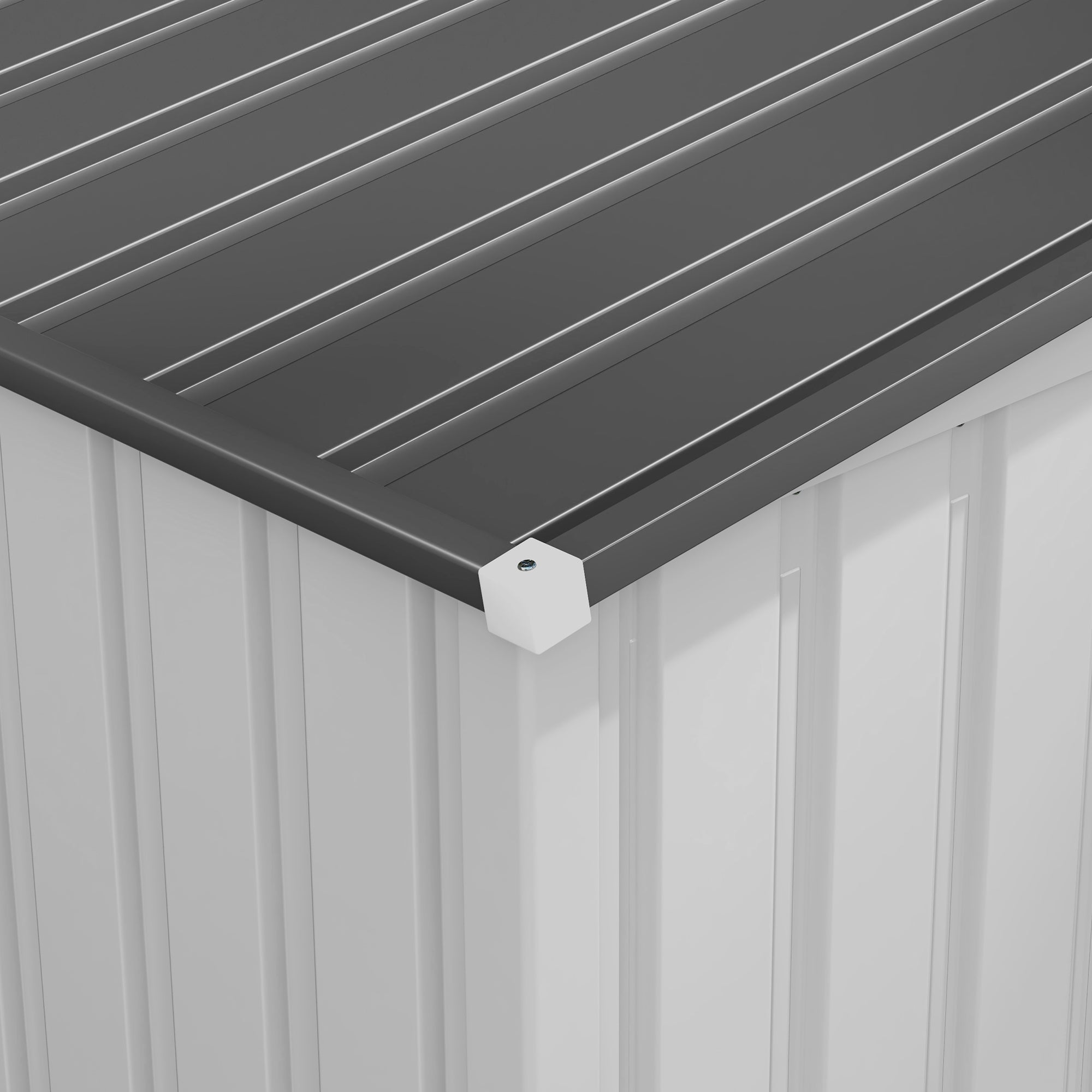 Galvanised Metal Shed 7 x 5ft with Sliding Door, White