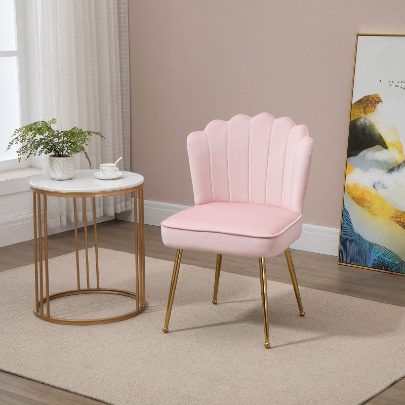 Velvet-Feel Shell Accent Chair with High Back Support - Pink