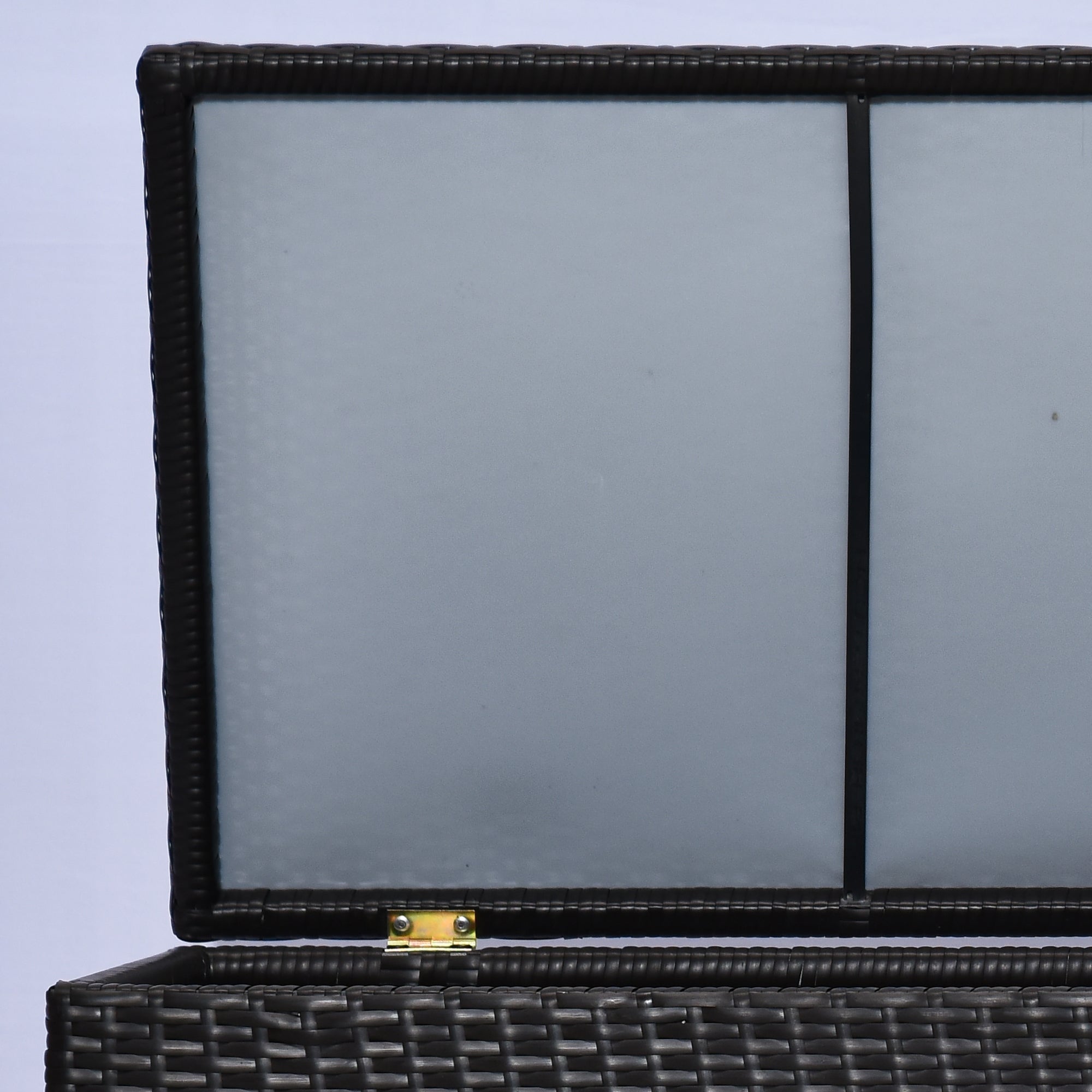 284 L Rattan Garden Storage Box with Gas Lift and Lockable Lid, Dark Brown