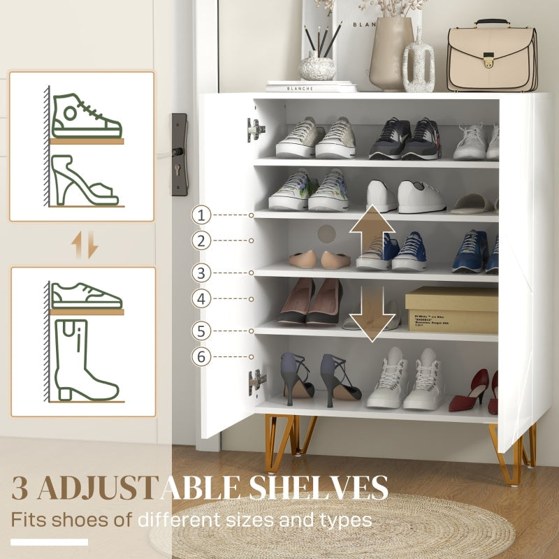 Narrow Shoe Storage Cabinet, 15-20 Pairs, White