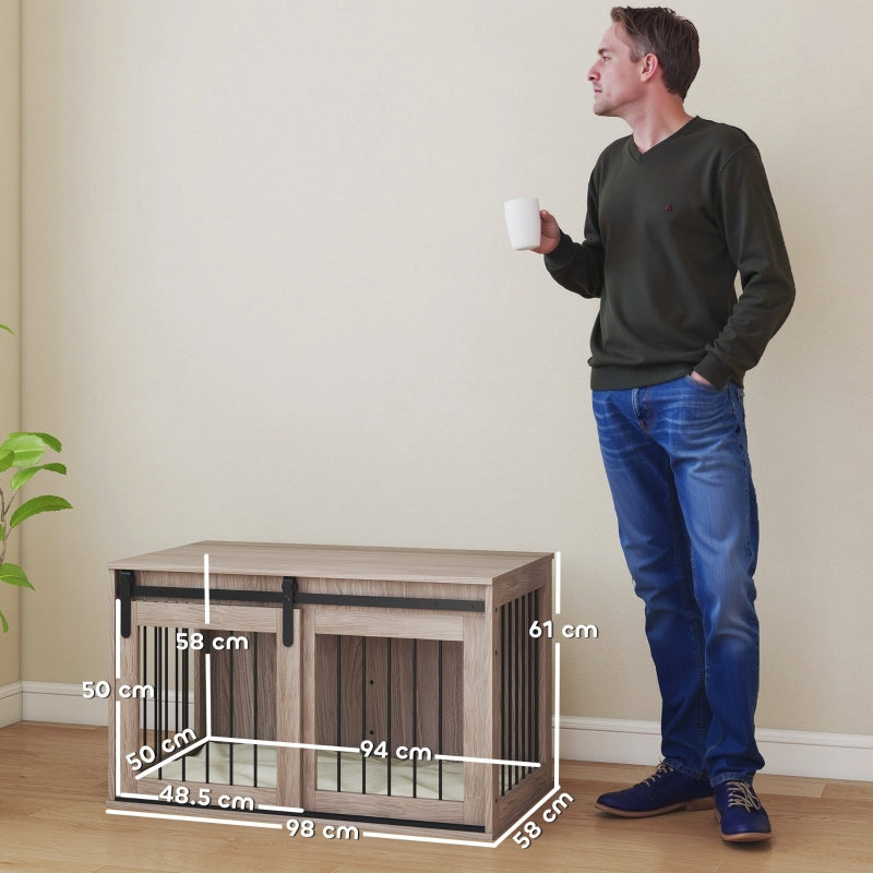 PawHut Dog Crate Furniture with Removable Cushion - Brown