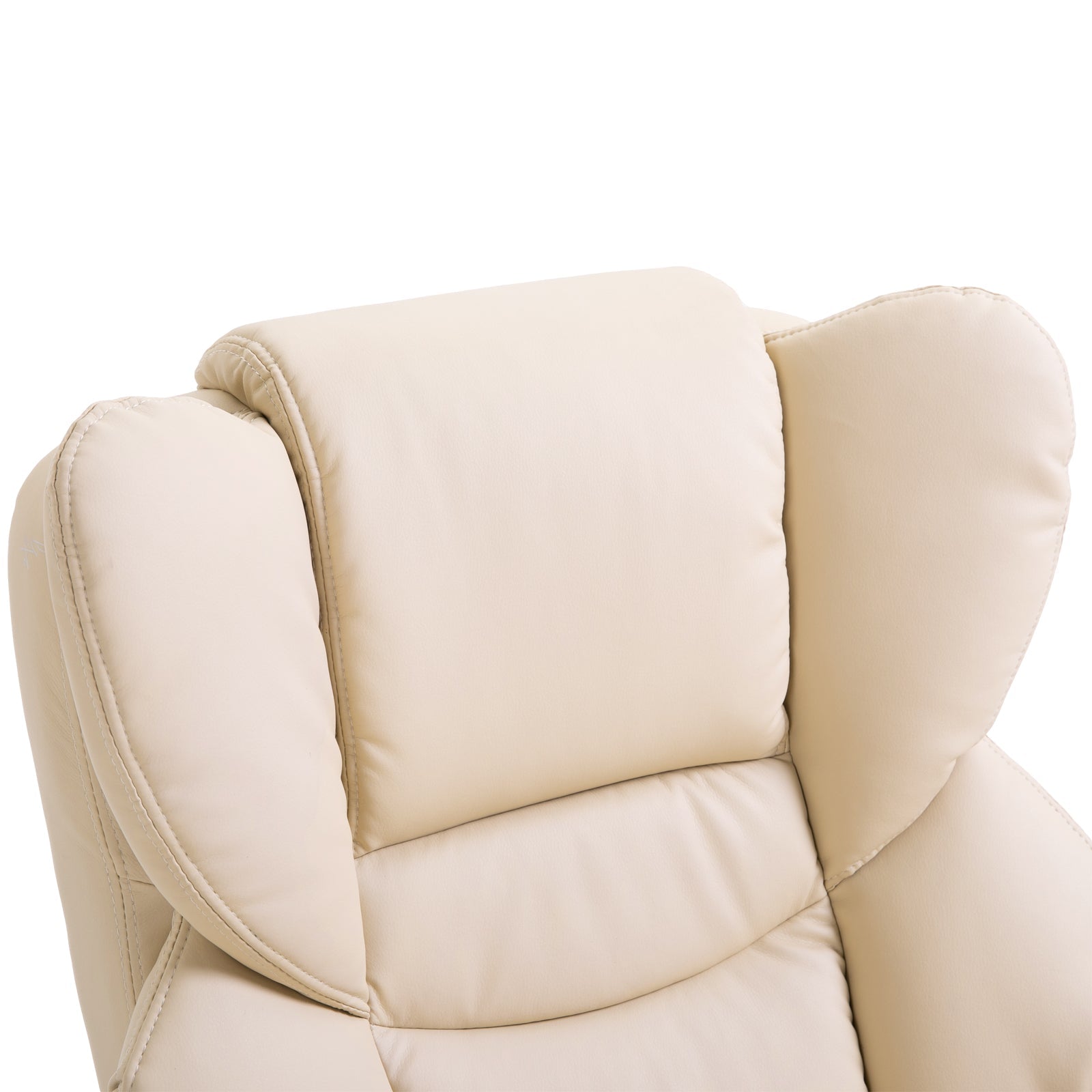 360¡ã Swivel Recliner Chair with Footstool, PU Leather Manual Reclining Armchair, Cream