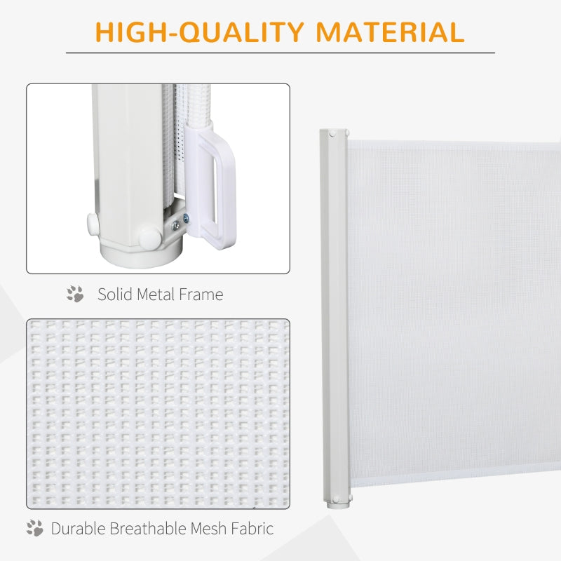 Retractable Stair Gate, Dog Pet Barrier for Doorway, Staircase, Hallway - White