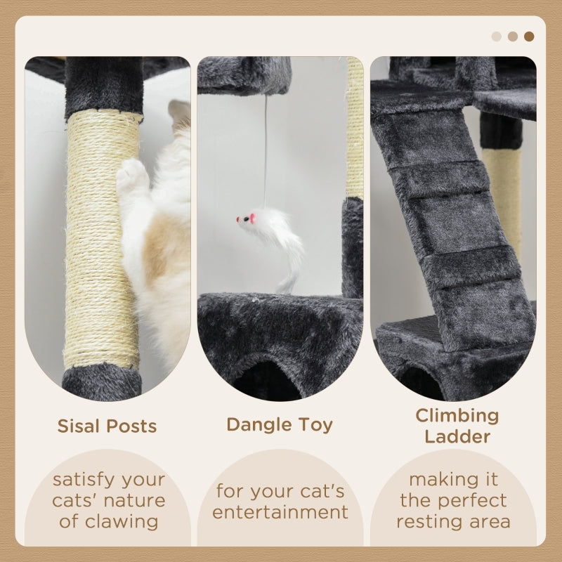 Cat Tree, 173cm Scratching House Activity Play Centre, Charcoal Grey