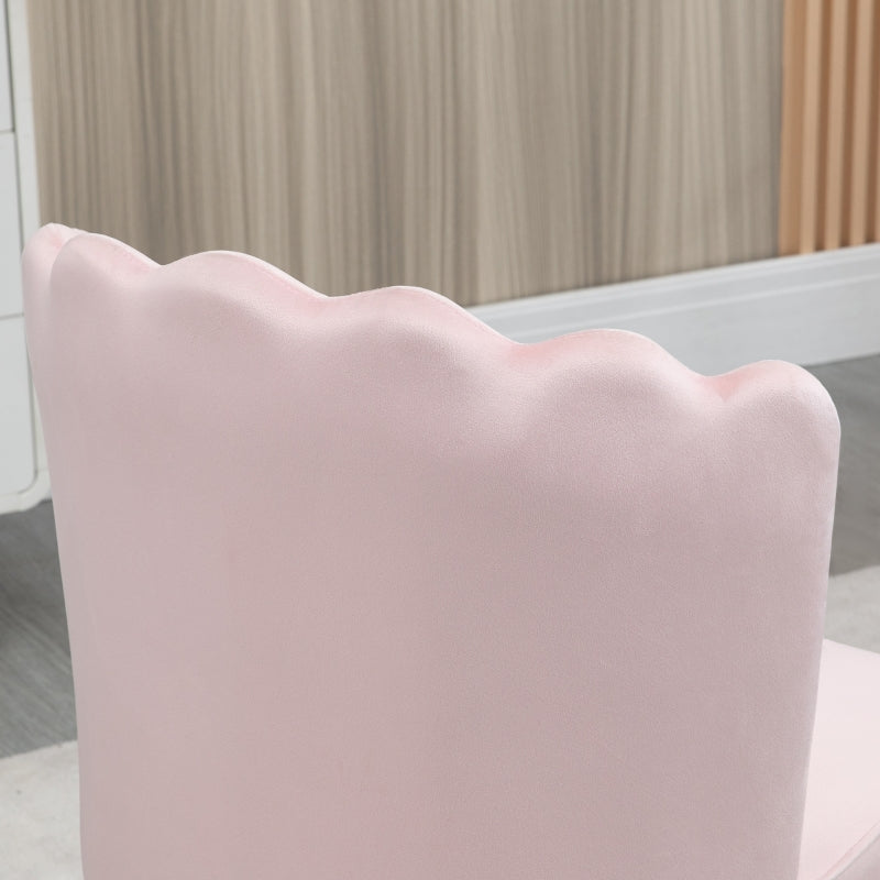 Velvet-Feel Shell Accent Chair with High Back Support - Pink