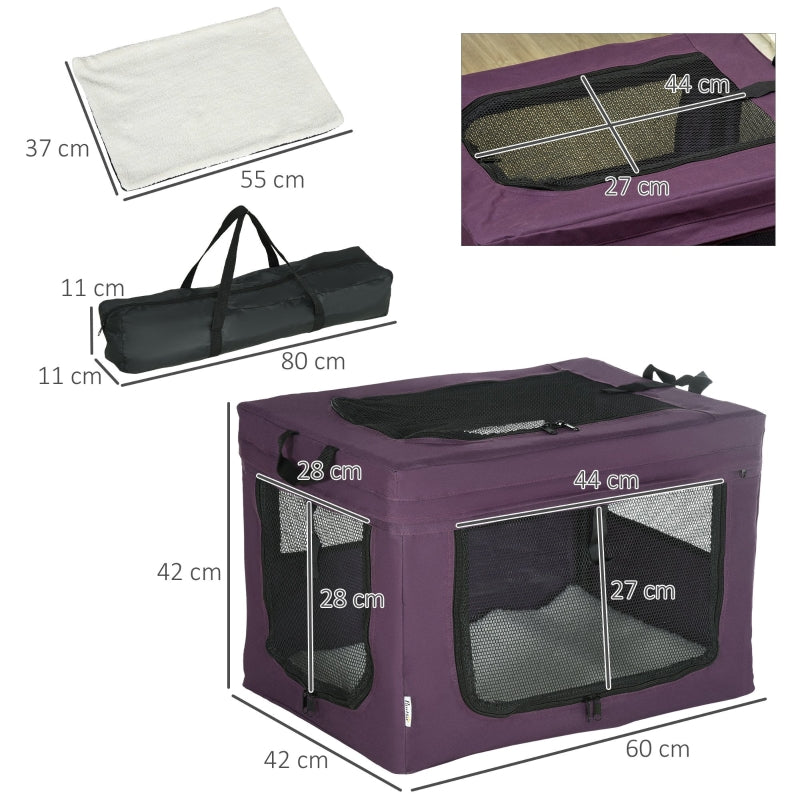 Pet Carrier 60cm, with Cushion, Purple