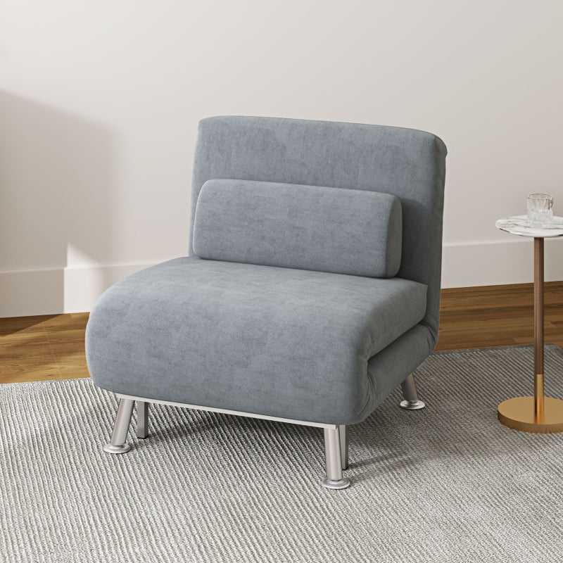 Single Sleeper Chair - Velvet-Feel Grey