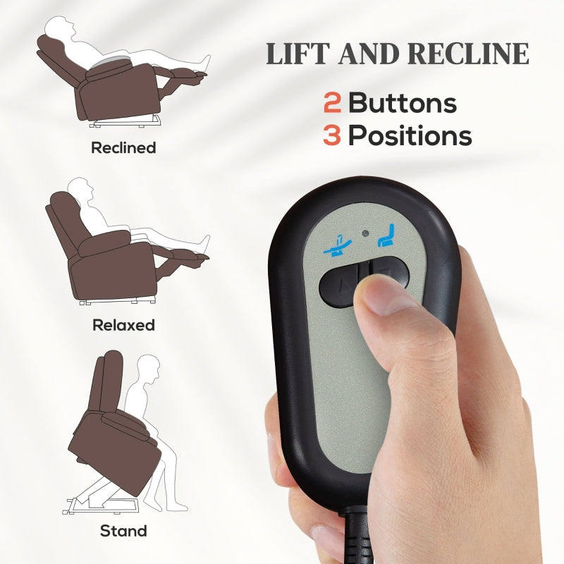 Faux Leather Electric Recliner Chair, 70¡ã Riser, Dark Brown