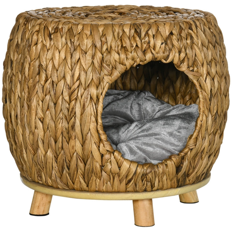 Cat Bed Cat House Stool, Washable Cushion, Wicker