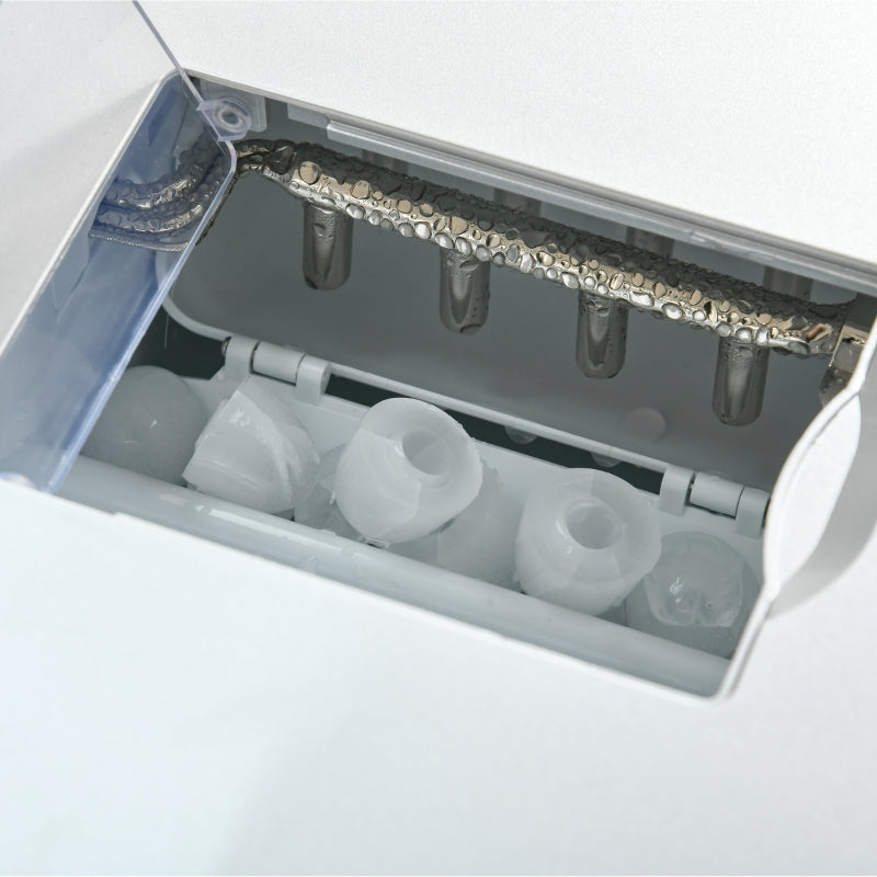 Ice Maker Machine and Water Dispenser, 3L Tank, Adjustable Cube Size, Silver