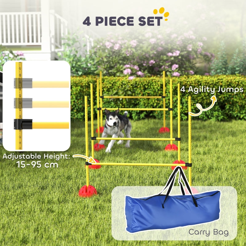 Dog Agility Equipment 4 Hurdle & Carry Bag, Yellow