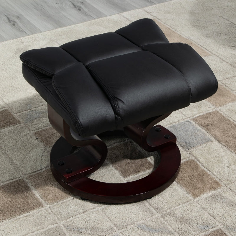 360¡ã Swivel Recliner Chair with Footstool, Manual Recliner Armchair, Black PU Leather