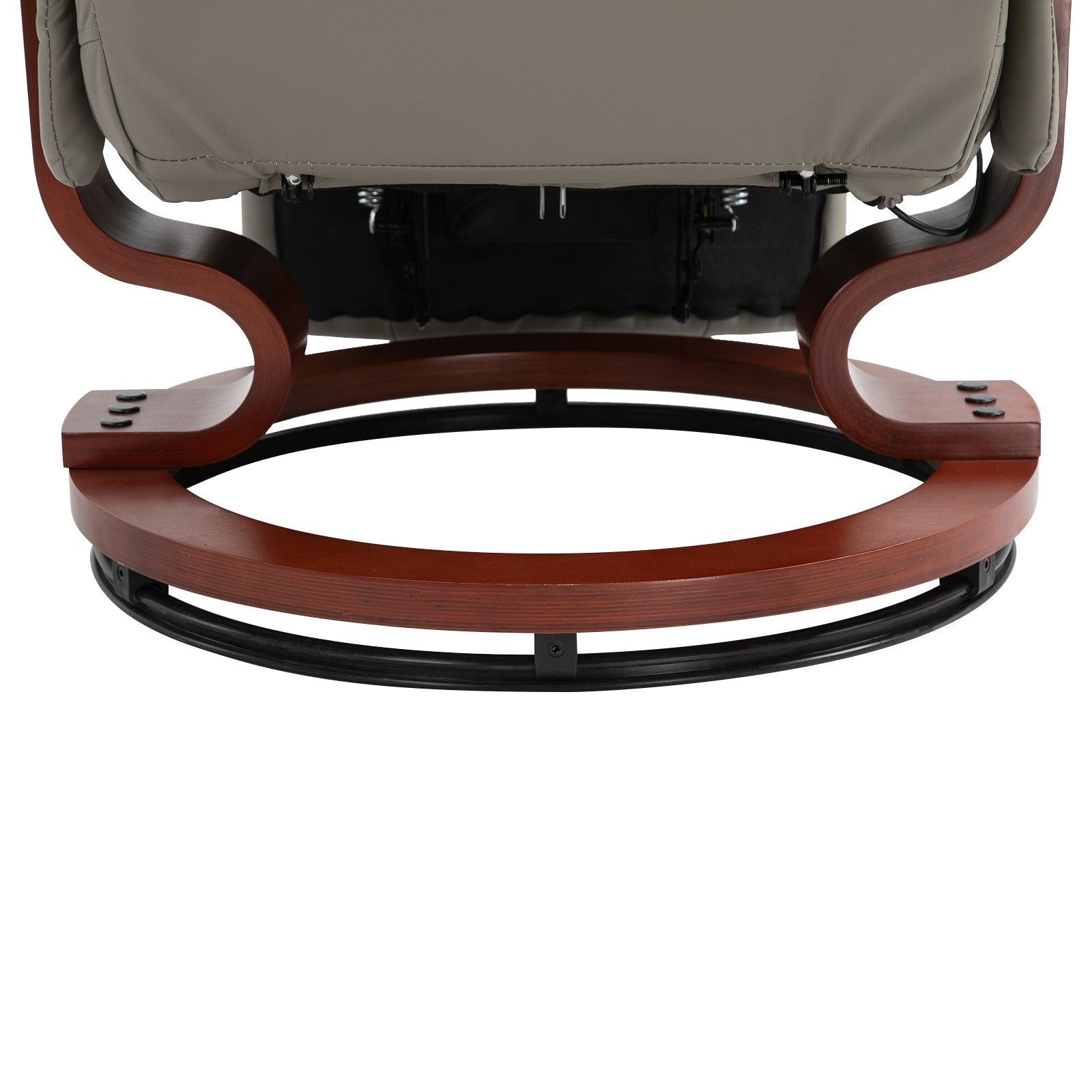 360¡ã Swivel Recliner Chair with Footstool, Manual Recliner Armchair, Faux Leather, Grey