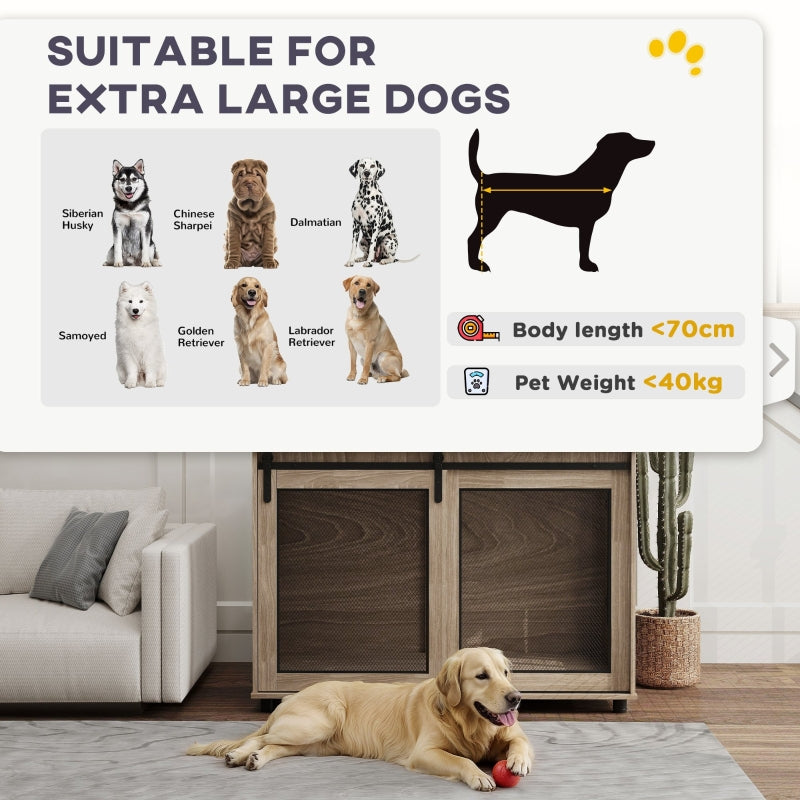 Dog Crate Furniture, Sliding Door for XL Dogs, Brown
