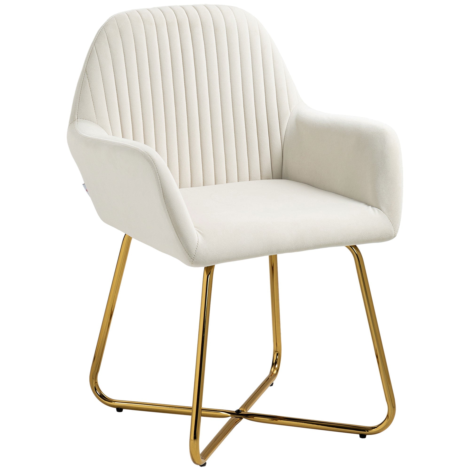 Modern Arm Chair Upholstered Accent Chair with Metal Base, Cream White
