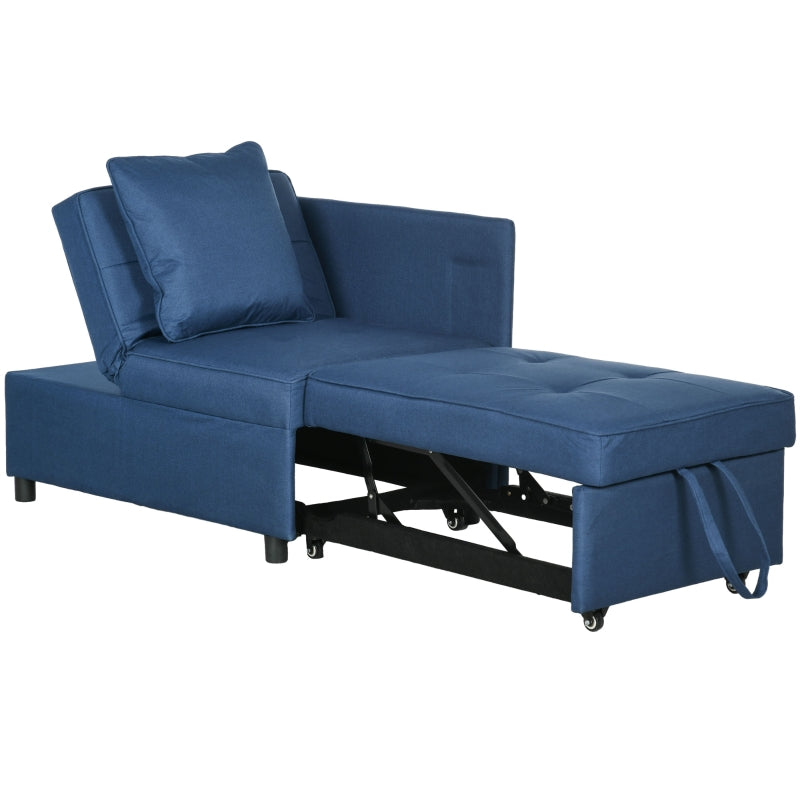 Convertible Single Sofa Bed, 3-in-1 Sleeper Chair, Blue
