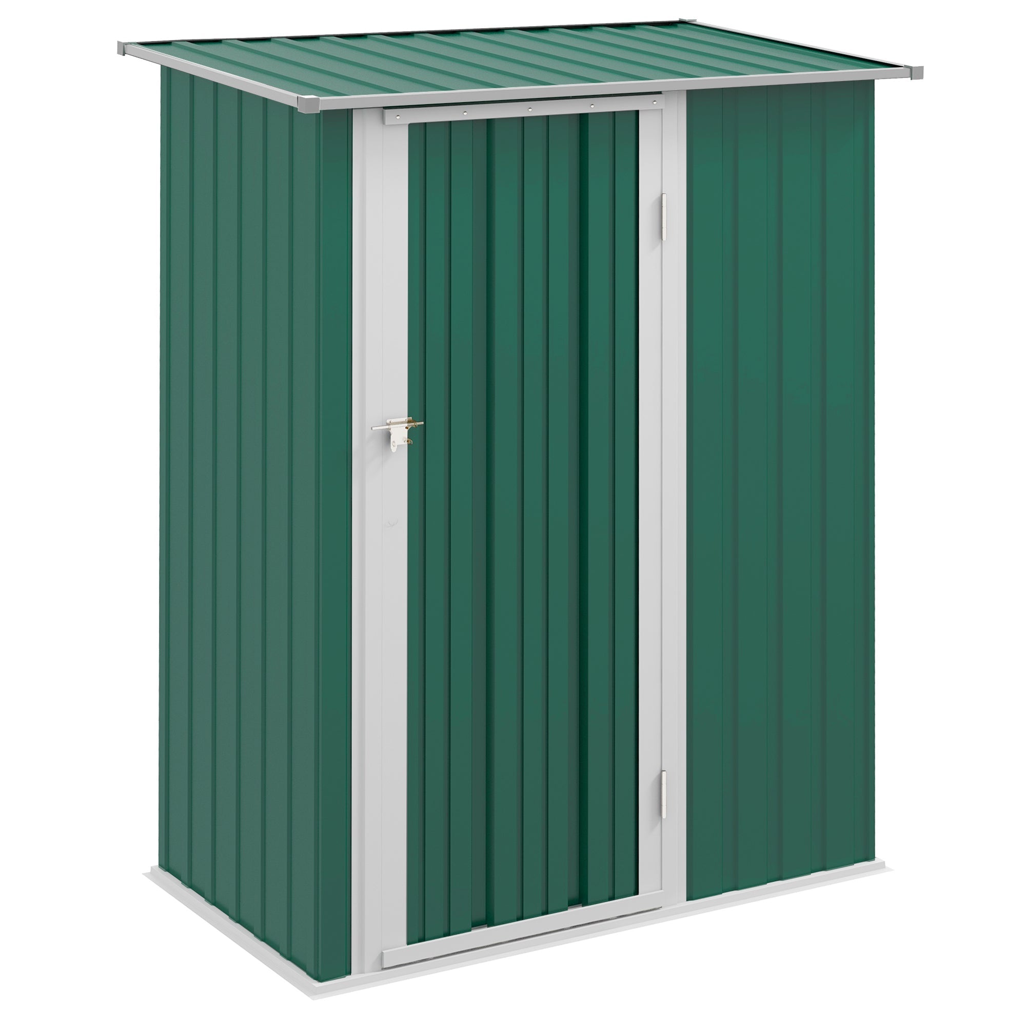 Metal Garden Storage Shed 5ft x 3ft, Sloped Roof & Lockable Door, Green