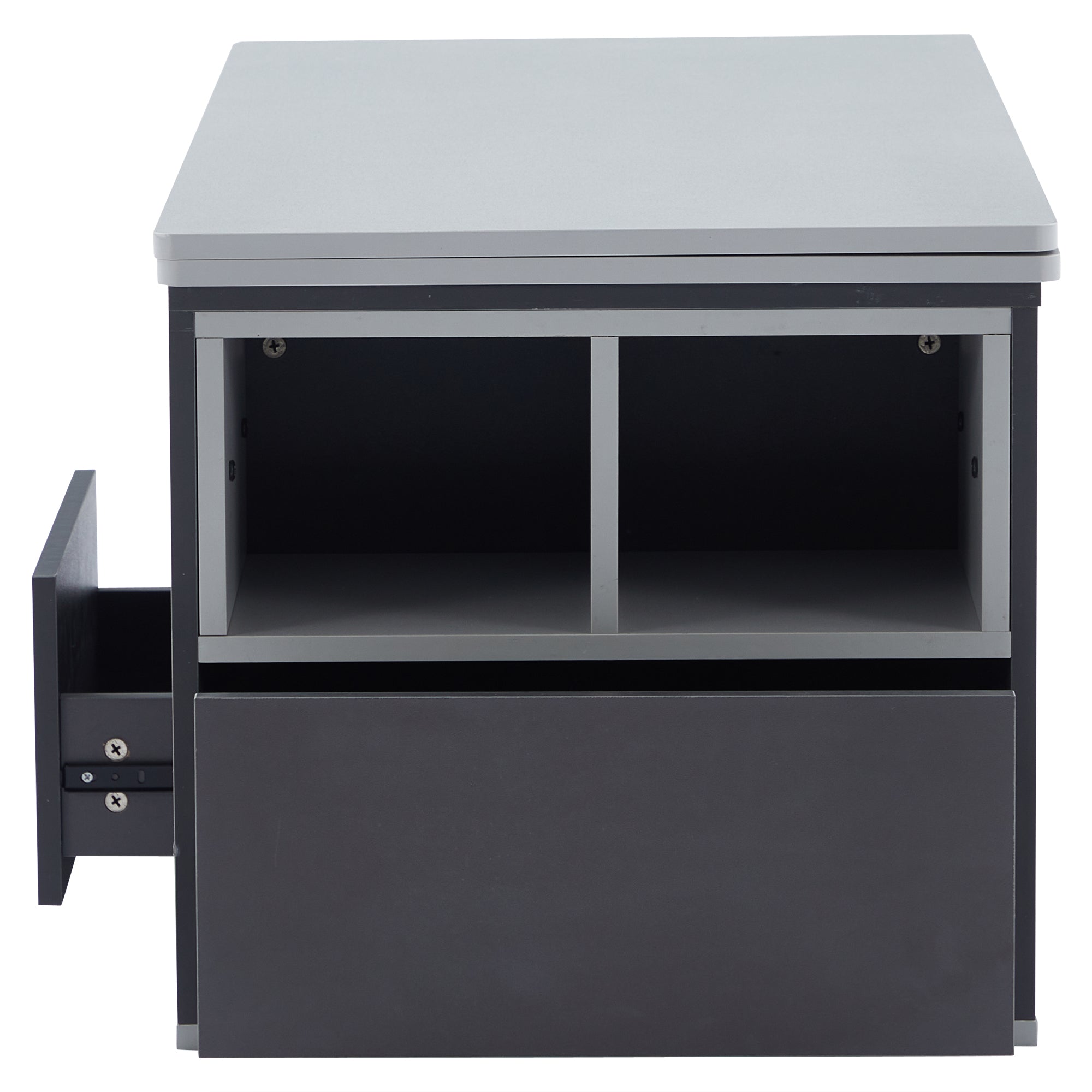 Coffee Table with Storage, Lift-Up, 2 Drawers, Grey