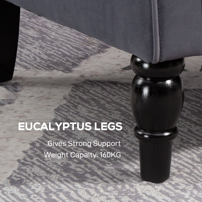 Wingback Accent Chair, Button Tufted Occasional Chair, Charcoal Grey