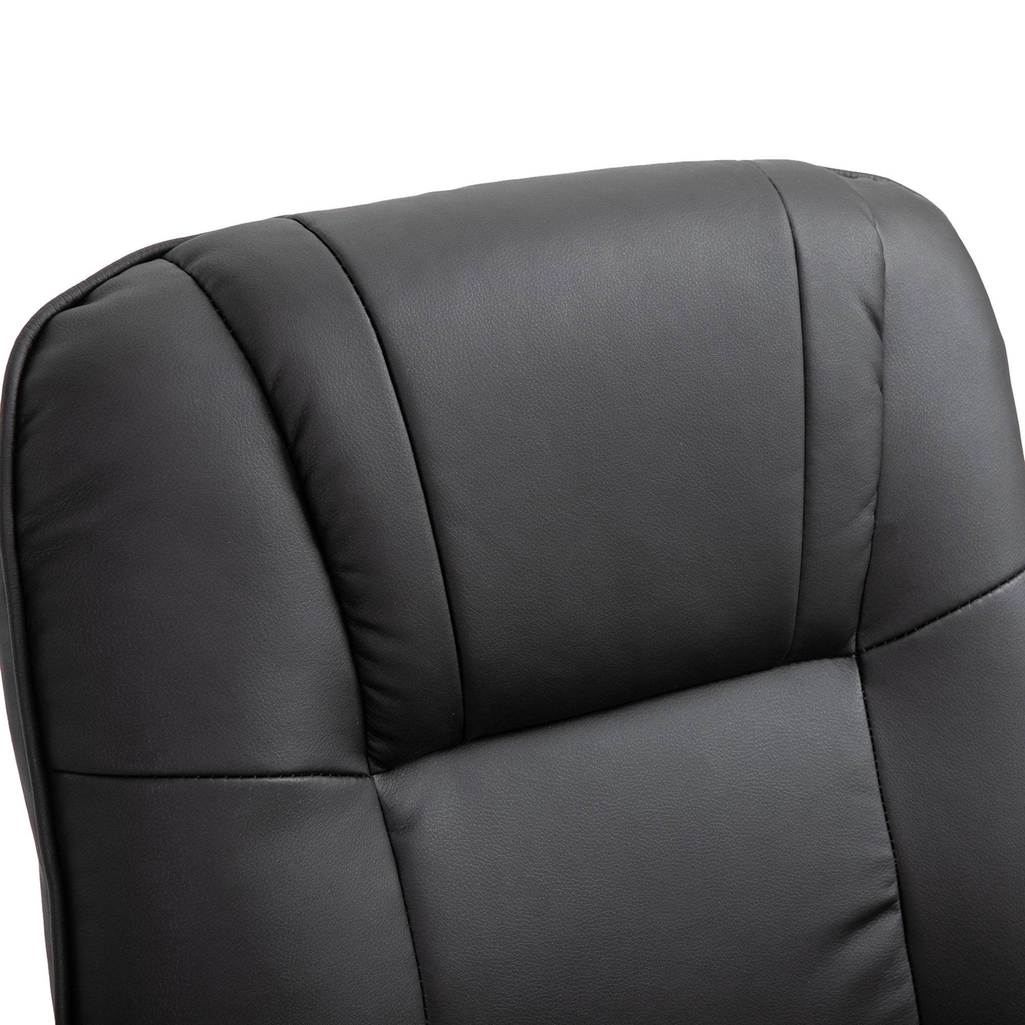 Swivel Recliner Chair with Footstool, Manual Recliner Armchair, Faux Leather, Black