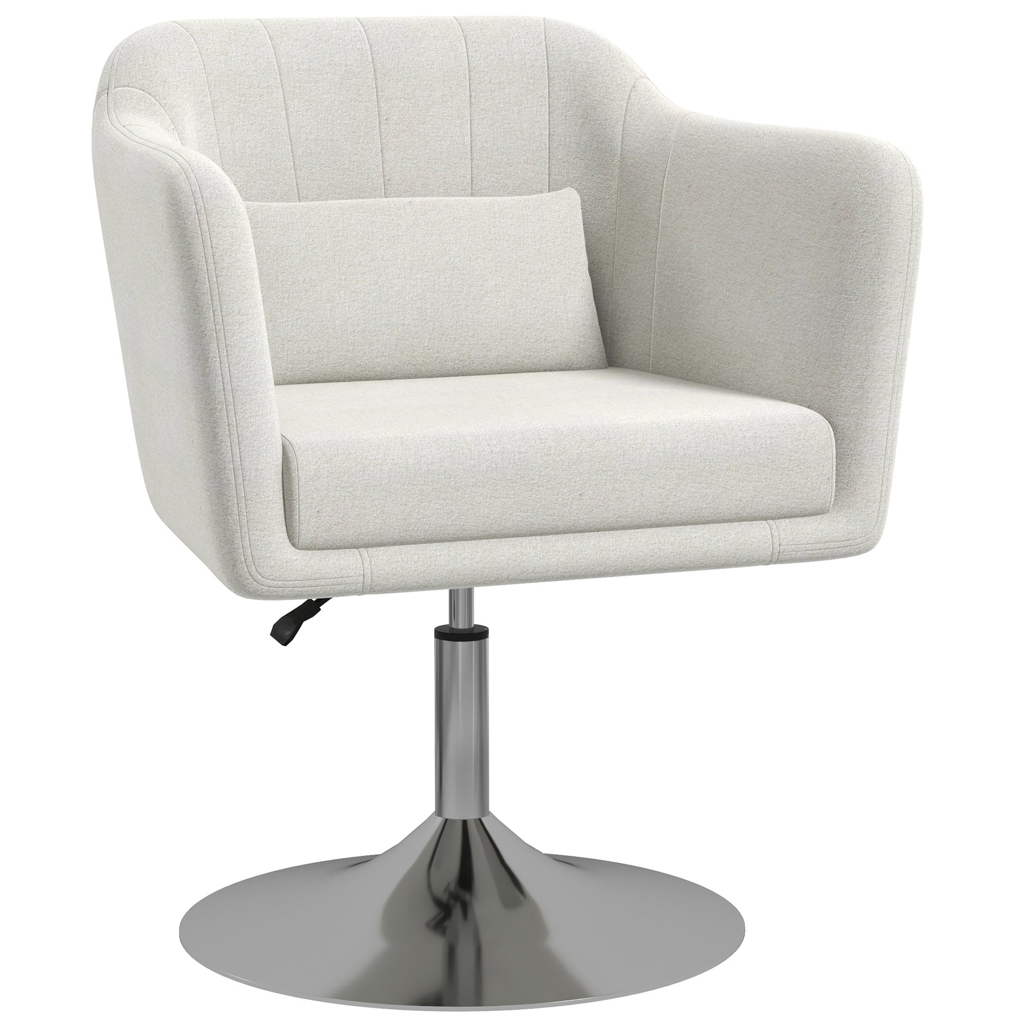 Modern Accent Chair with Swivel Base, Height Adjustable, Cream White