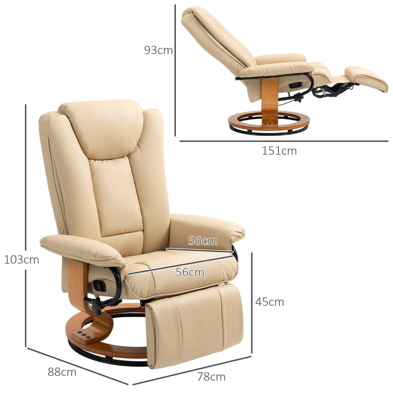 Faux Leather Recliner Chair - Beige