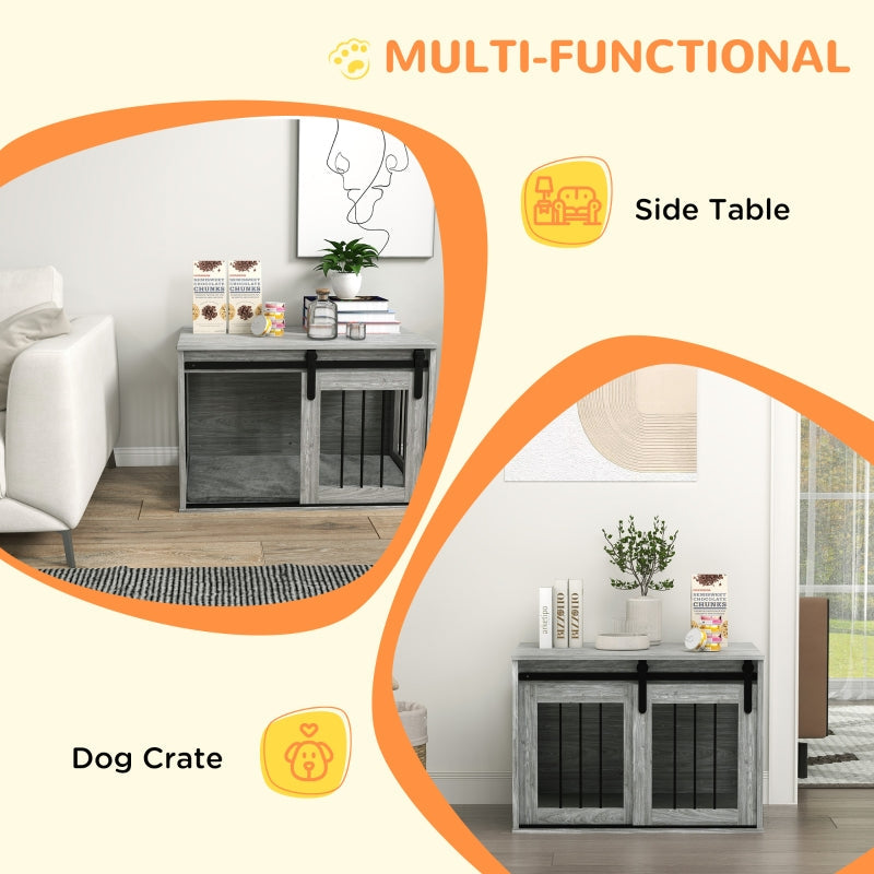 Dog Crate Furniture with Removable Cushion - Grey