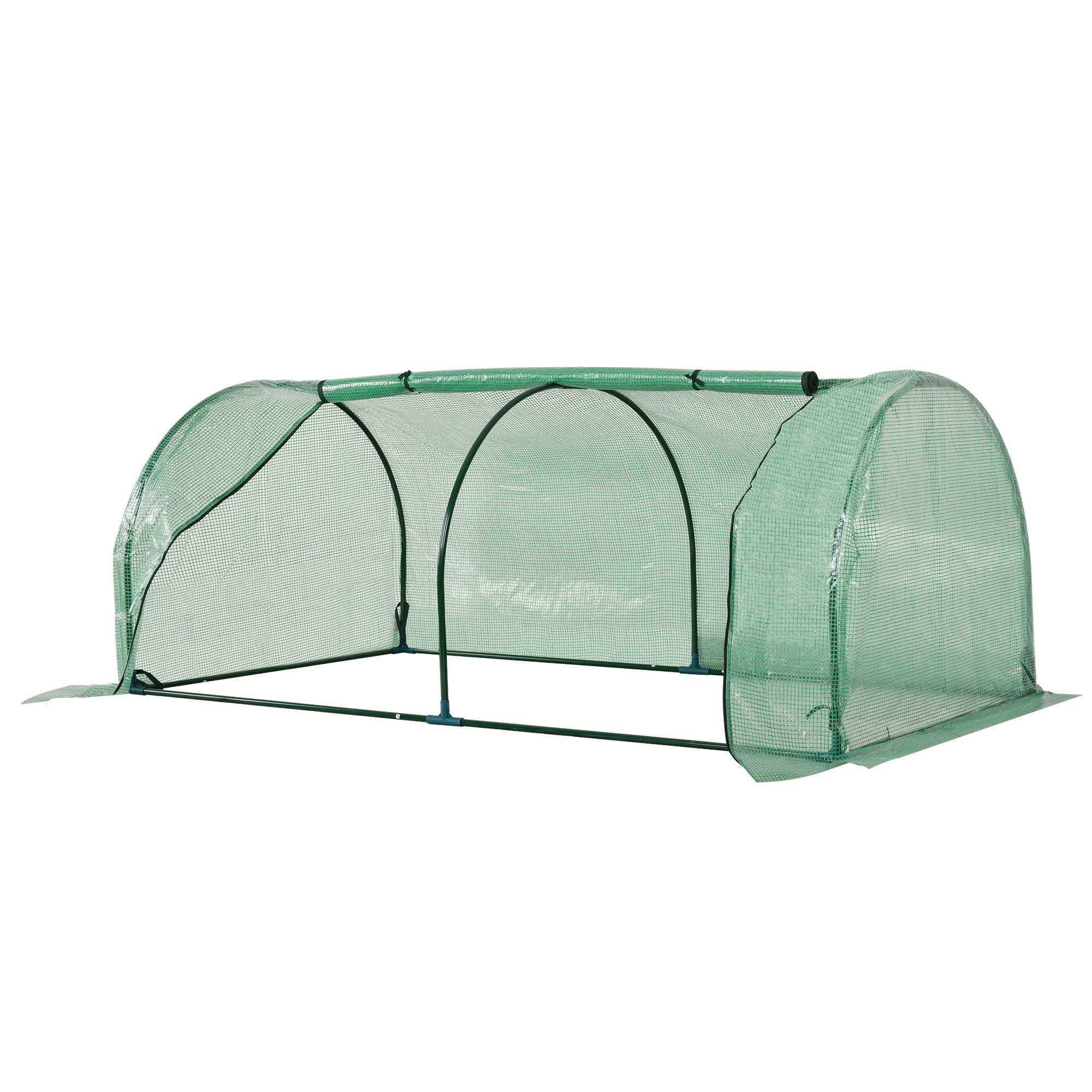 Tunnel Greenhouse, Green Grow House for Garden Outdoor, Steel Frame, PE Cover, Green