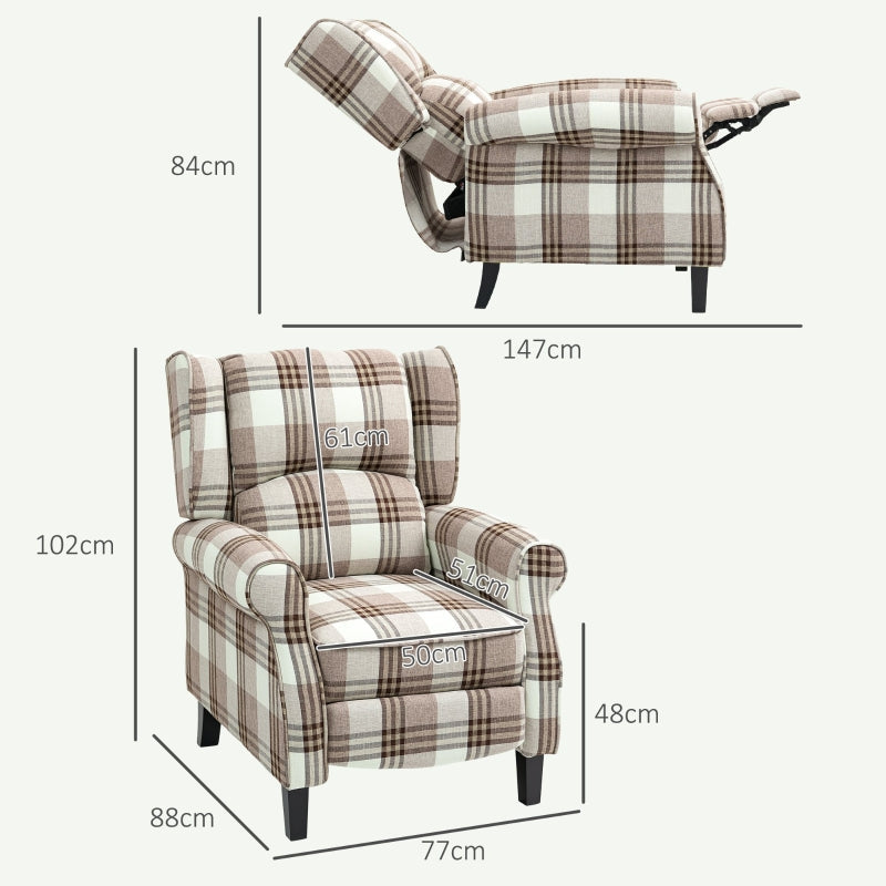 Armchair, 160?? Reclining with Footrest - Brown