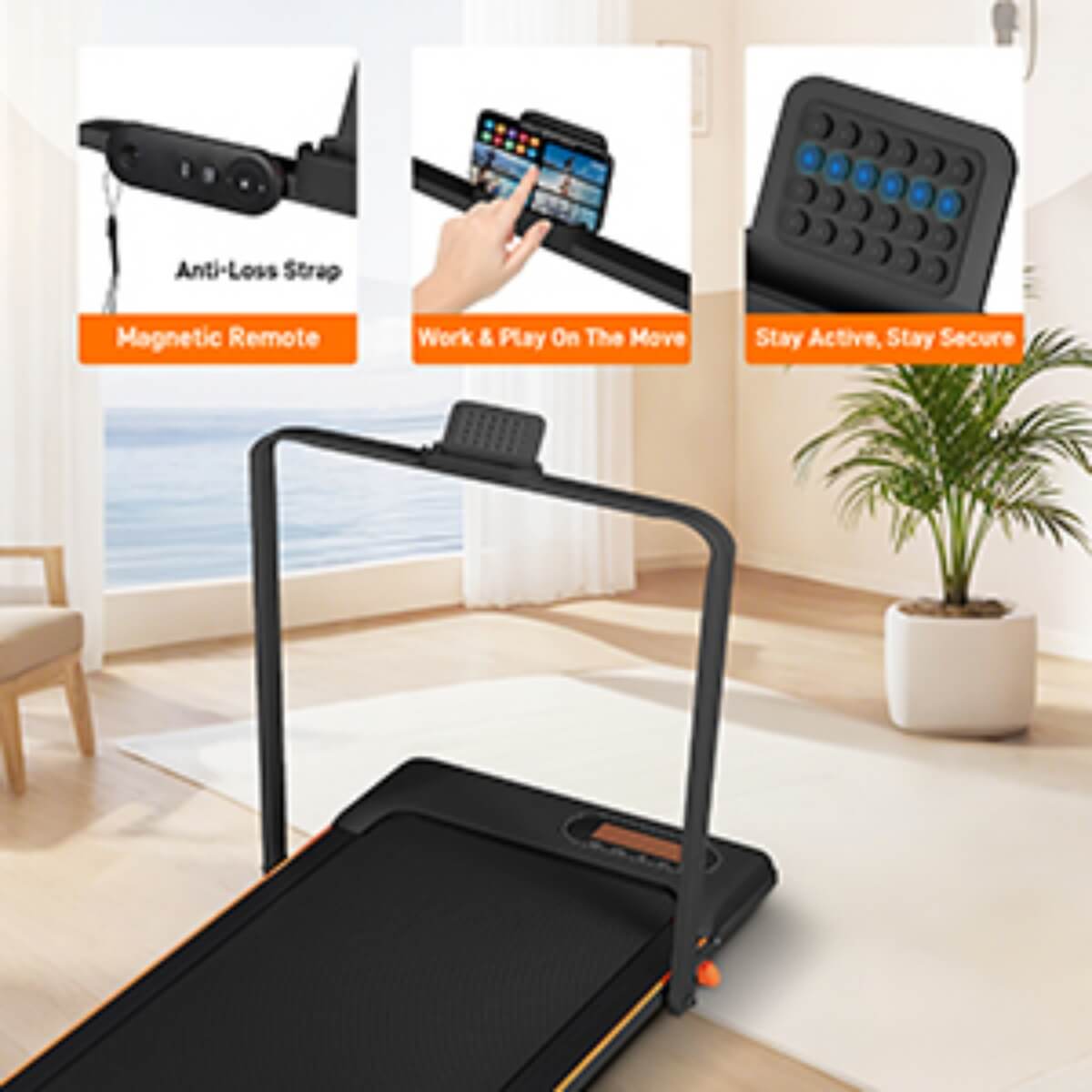 Folding Treadmill with Handrail ¨C Adjustable Incline 1¨C10 km/h, Low Noise Running Machine for Home & Office, LED Display