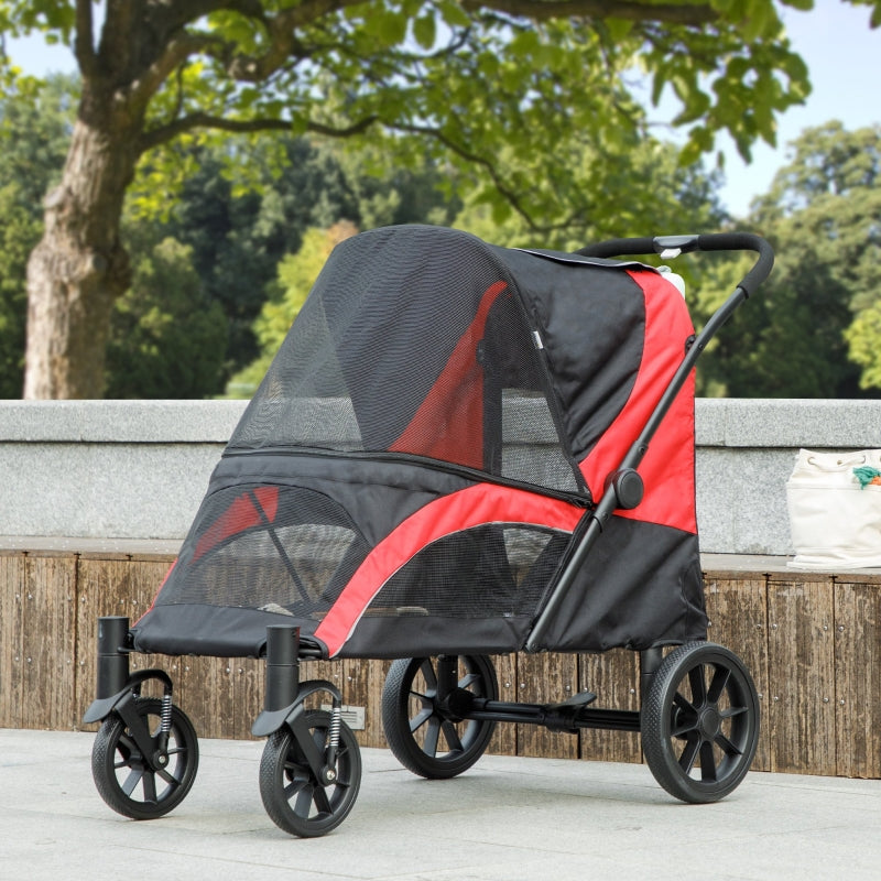 PawHut Pet Stroller for Large Dogs, Easy Folding, 4 Wheels, Black