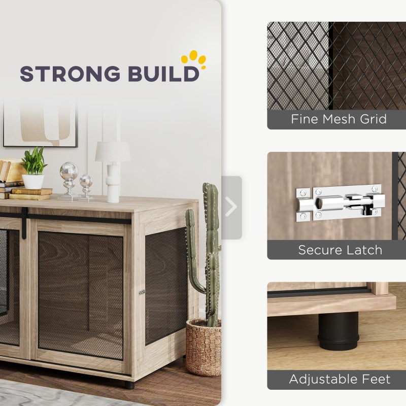 Dog Crate Furniture, Sliding Door for XL Dogs, Brown