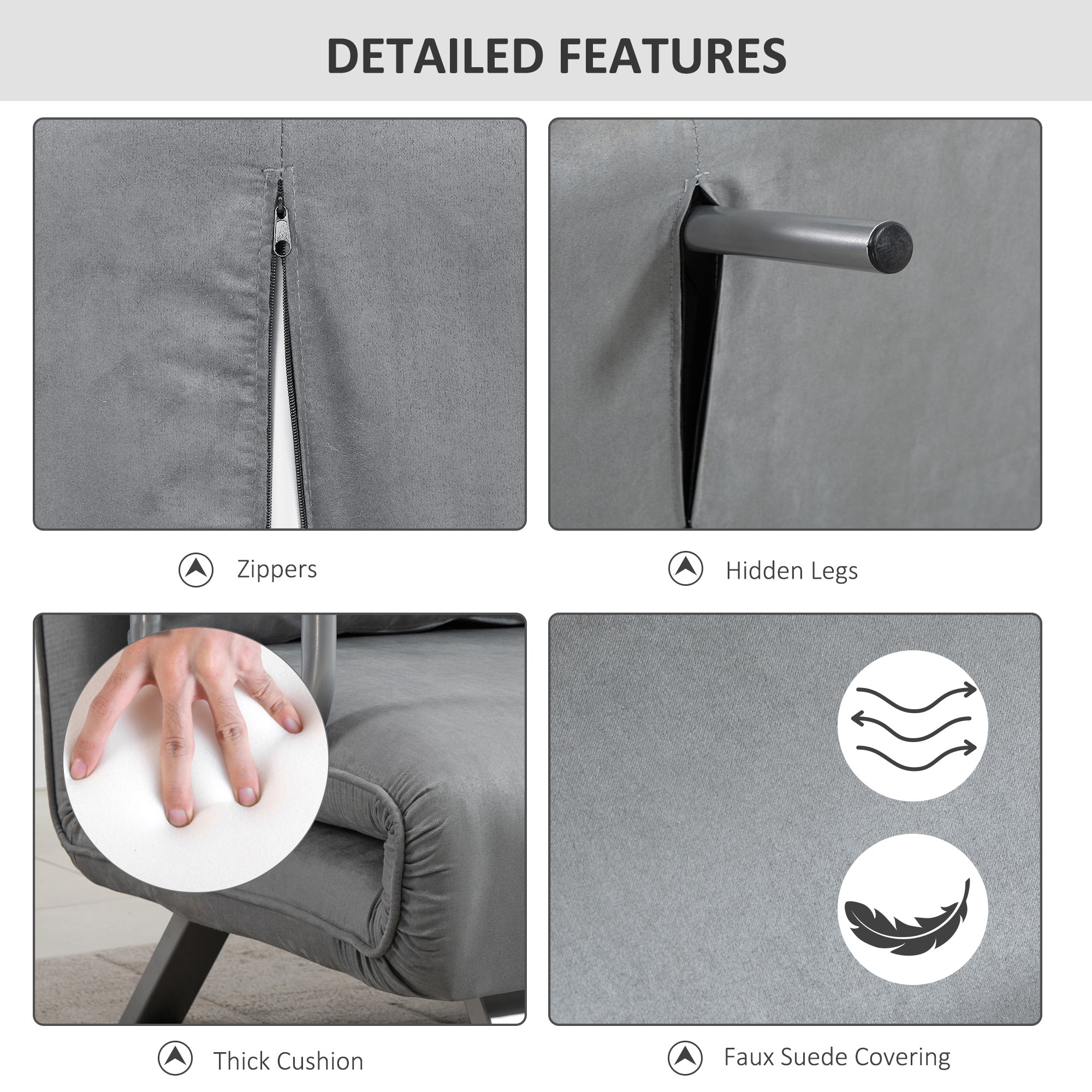 Two-Seater Sofa Bed Click-Clack Light Grey