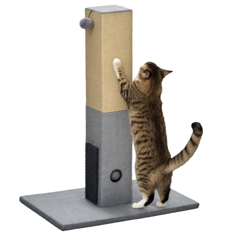 Cat Tree Scratching Post, 79cm Jute Climber with Dangling Toy ¨C Grey