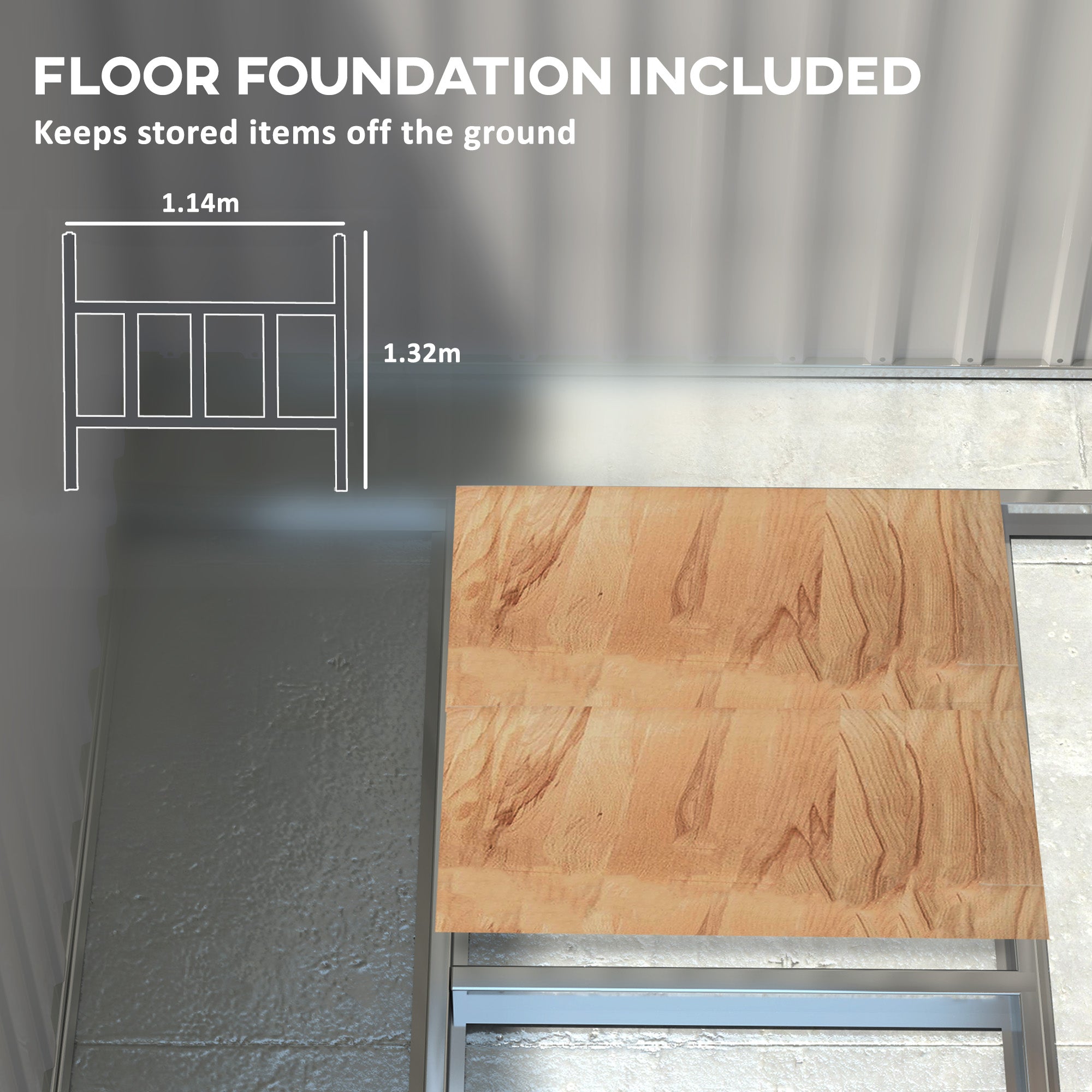 Galvanised Metal Shed, 7 x 5ft with Sliding Door - Dark Grey