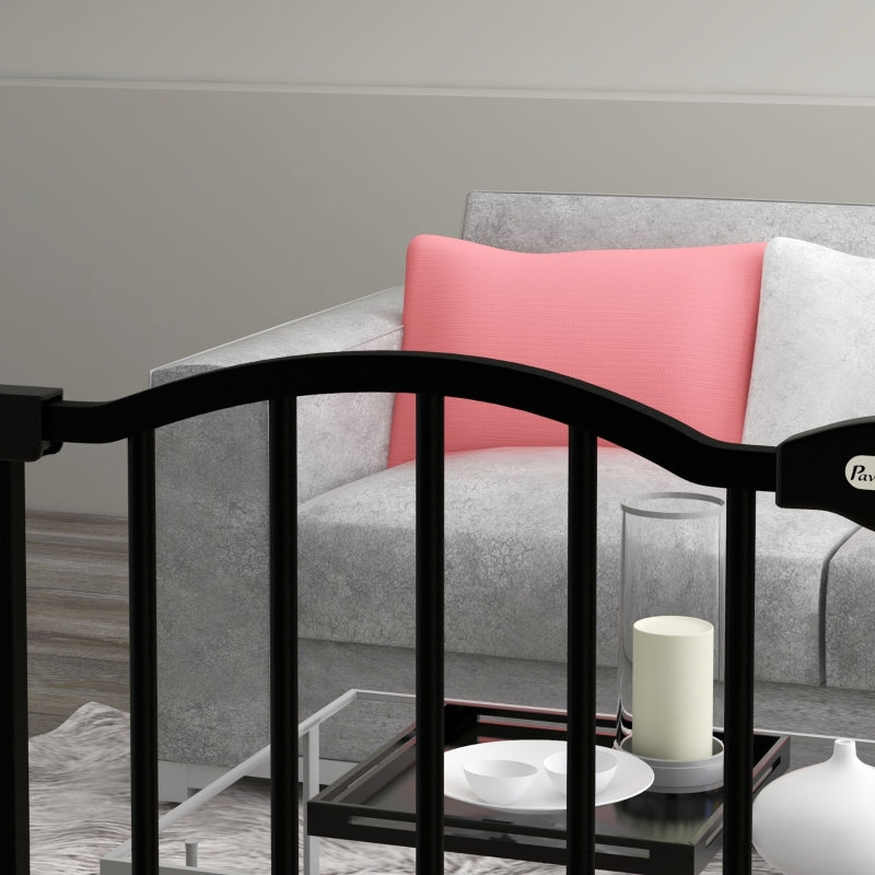 Metal Pet Safety Gate Folding Dog Fence, 74-87cm Black